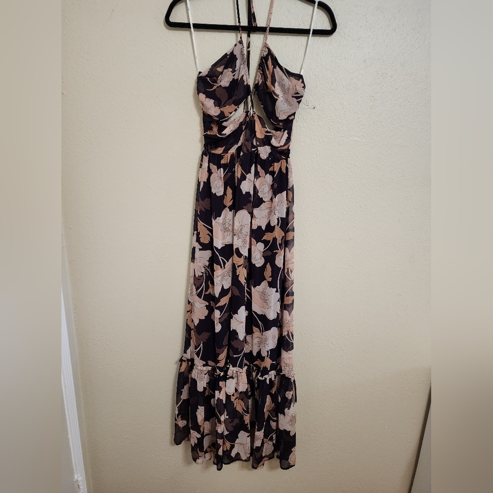 Lulus Blooming Elegance Purple Floral Cutout Halter Maxi Dress S Wedding Party - Picture 6 of 9